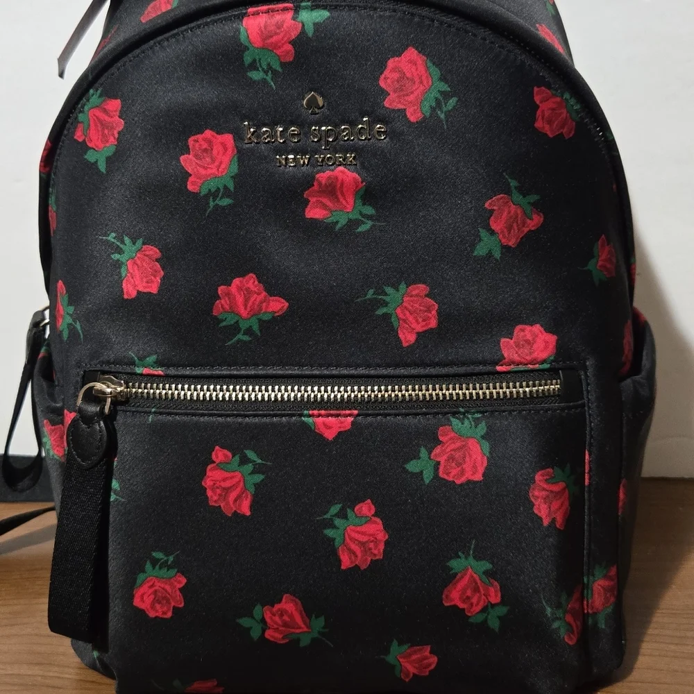 Kate Spade Floral Black and Red Backpack